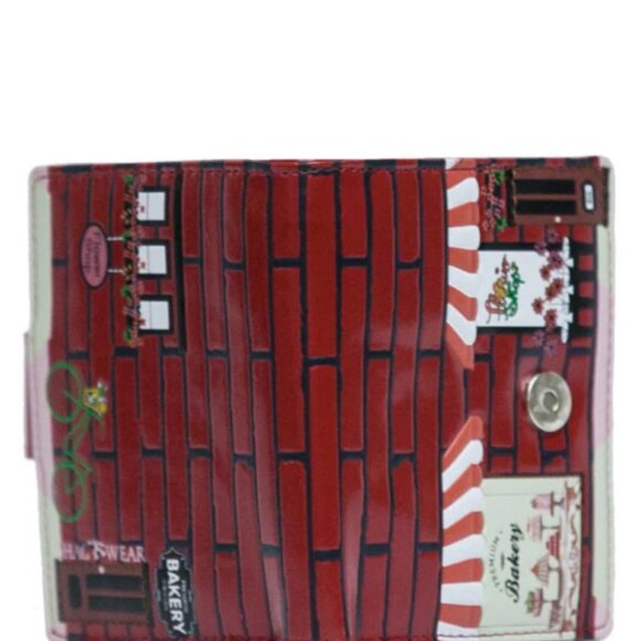 Shag Wear Vegan Leather Wallet – Red Brick Floral & Bakery Shop Street Scene LG - Picture 3 of 11